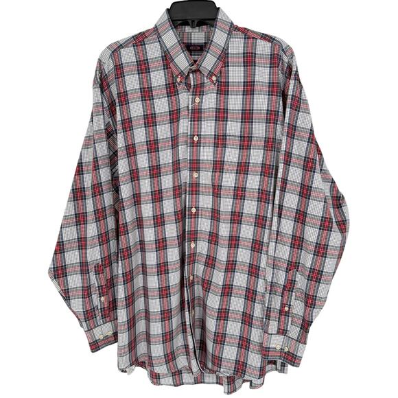 Overton Men's Casual Shirt Classic Holiday Plaid Red Green - Picture 1 of 6